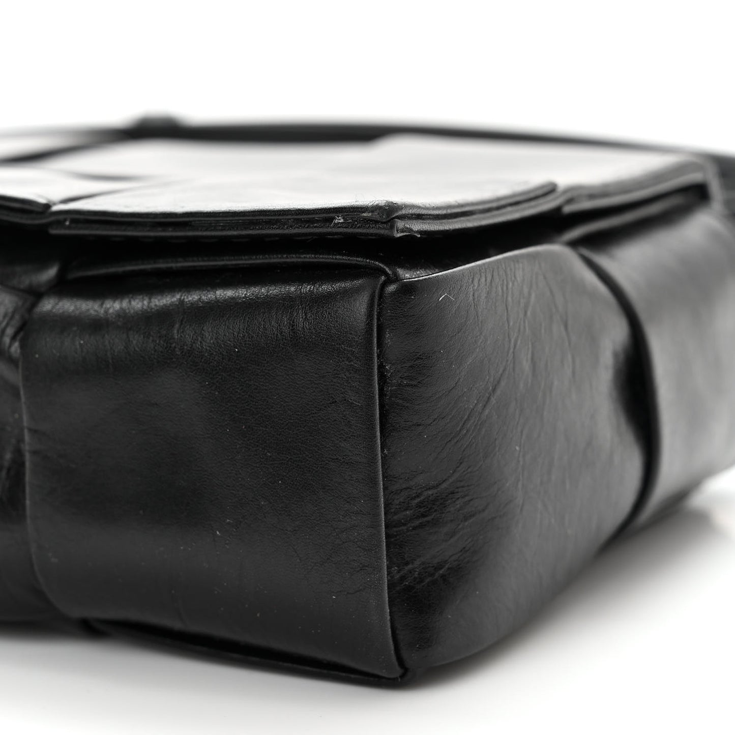Paper Calfskin Maxi Intreccio Extra Mini Cassette Crossbody Bag Black