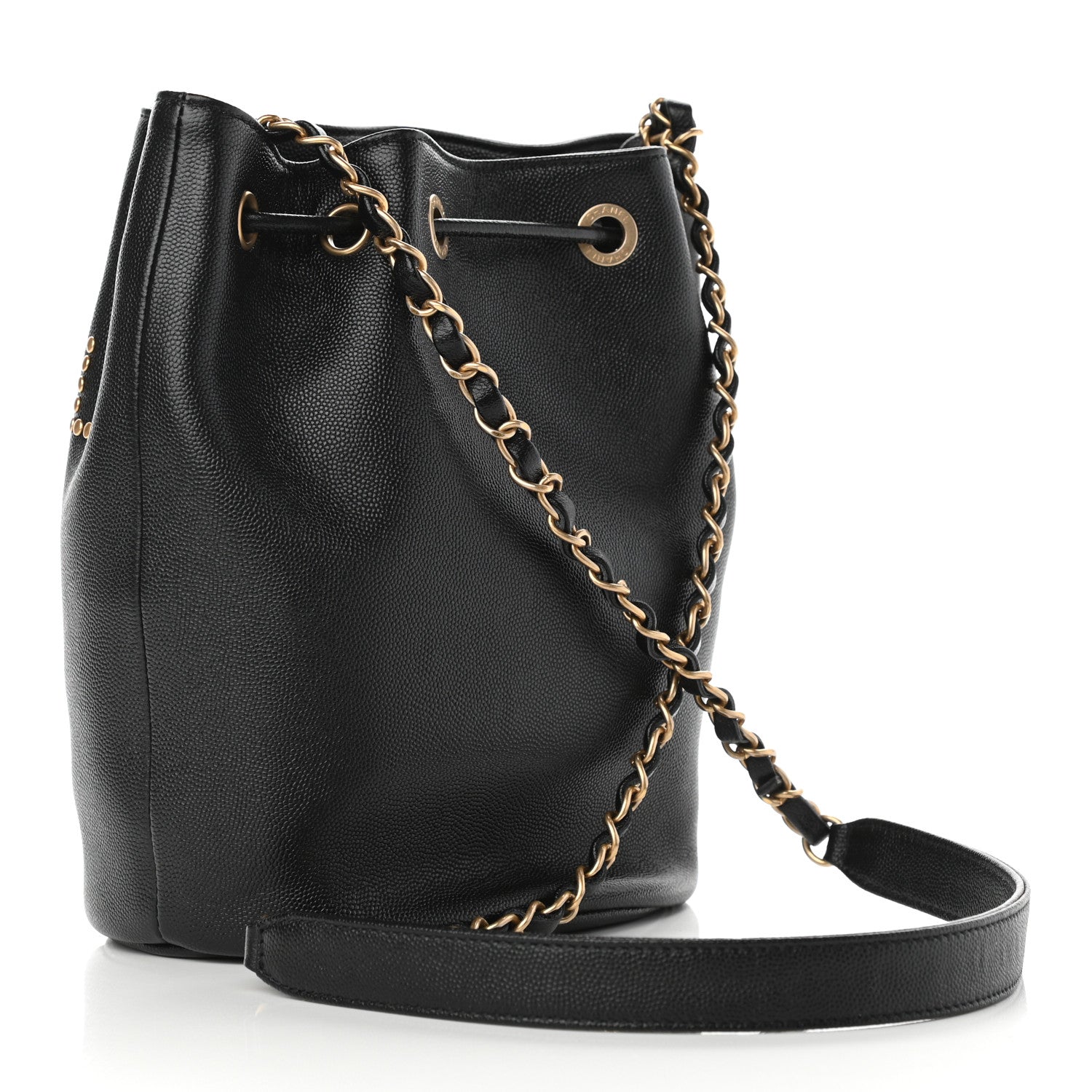 Chanel Caviar Deauville Drawstring Bucket Bag Black 3 of 10