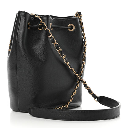 Chanel Caviar Deauville Drawstring Bucket Bag Black 3 of 10