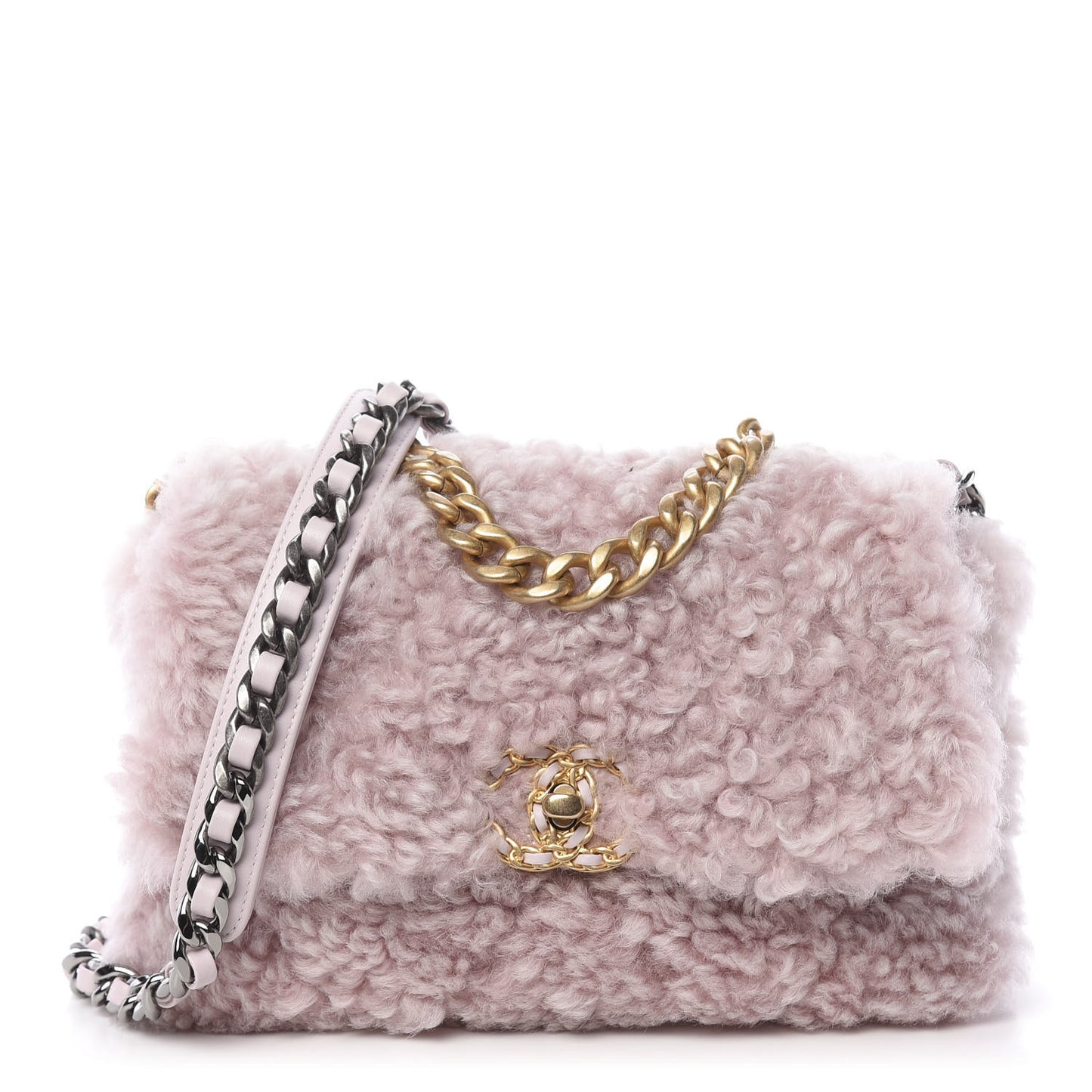 Shearling Sheepskin Medium 19 Flap Light Pink