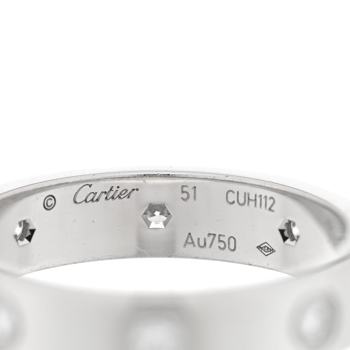 18K White Gold 8 Diamond 4mm Wedding Band LOVE Ring 51 5.75