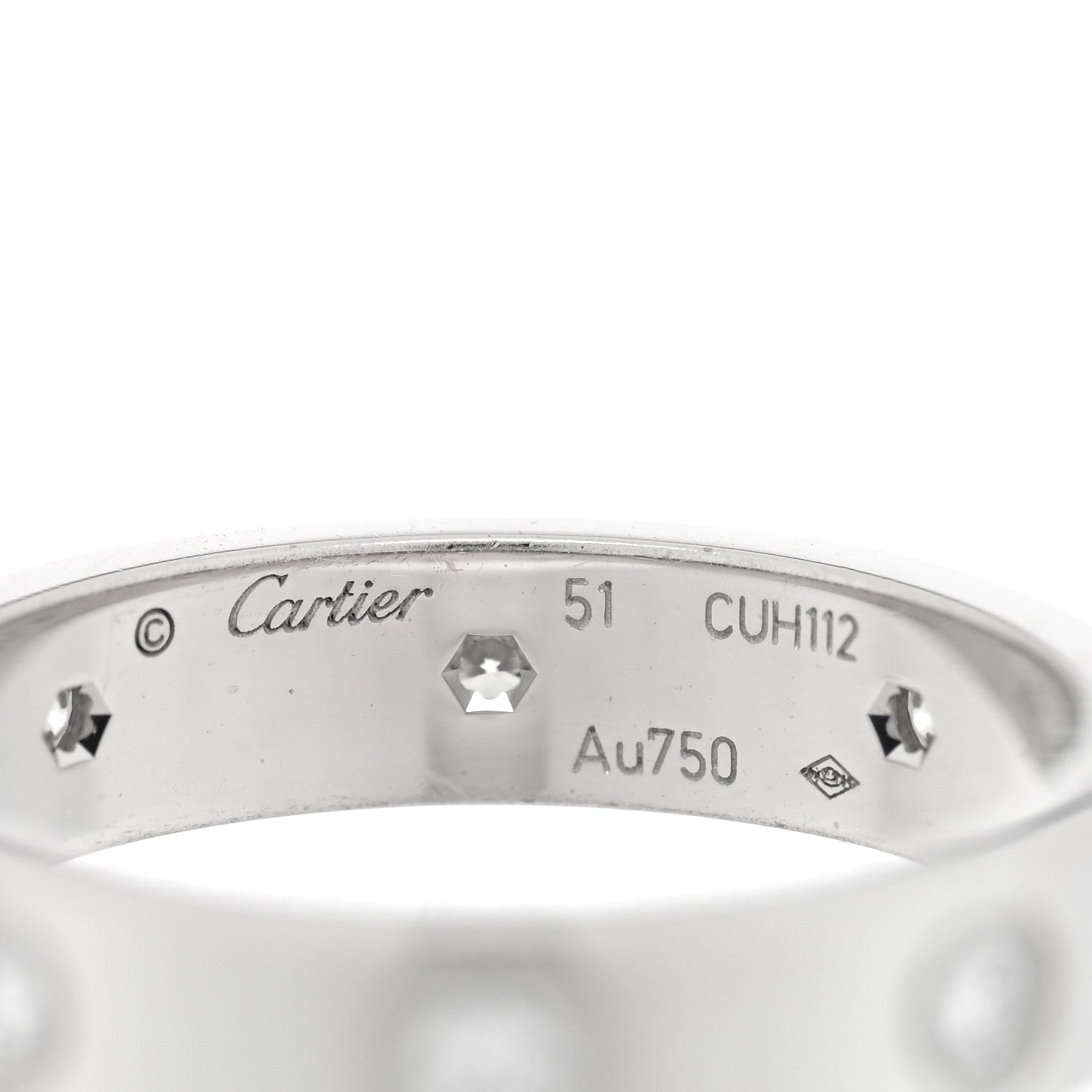 Cartier 18K White Gold 8 Diamond 4mm Wedding Band LOVE Ring 51 5.75 4 of 5