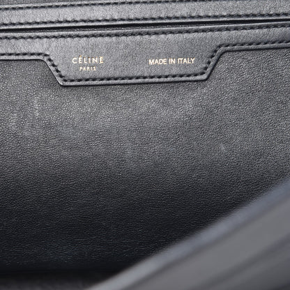 Celine Crocodile Embossed Calfskin Suede Medium Trapeze Black 8 of 23