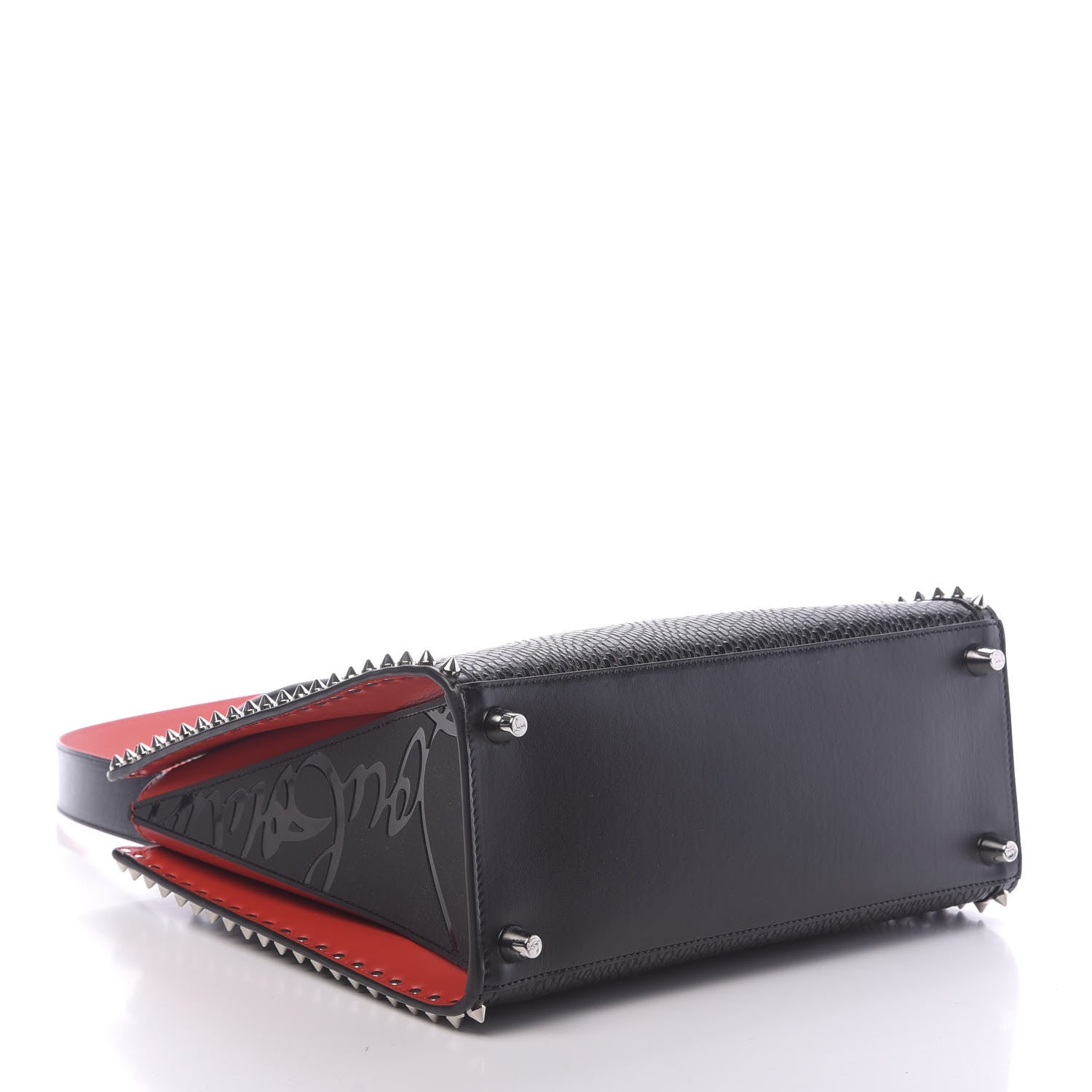 Christian Louboutin Calfskin Reptile Embossed Medium Paloma Black 4 of 10