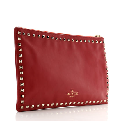 Valentino Garavani Vitello Large Rockstud Zip Wristlet Pouch Rosso Valentino 3 of 10