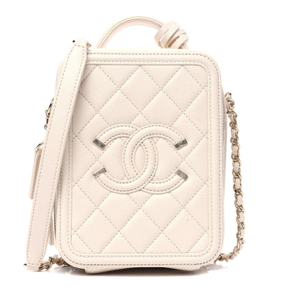 Chanel Caviar Quilted CC North South Filigree Vanity Case Light Beige 4 of 15