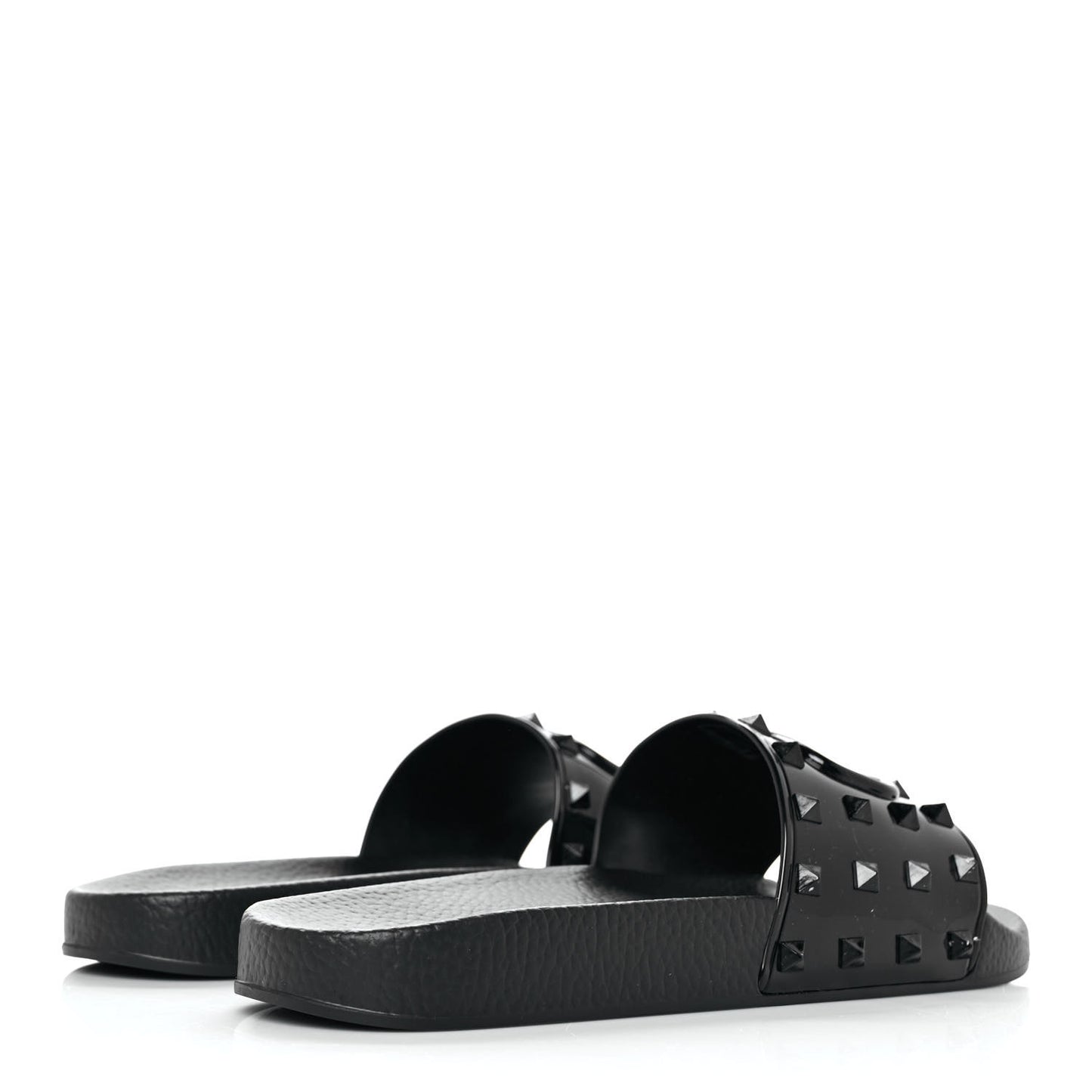 Patent Rubber Mens Rockstud VLogo Slide Sandals 42 Black
