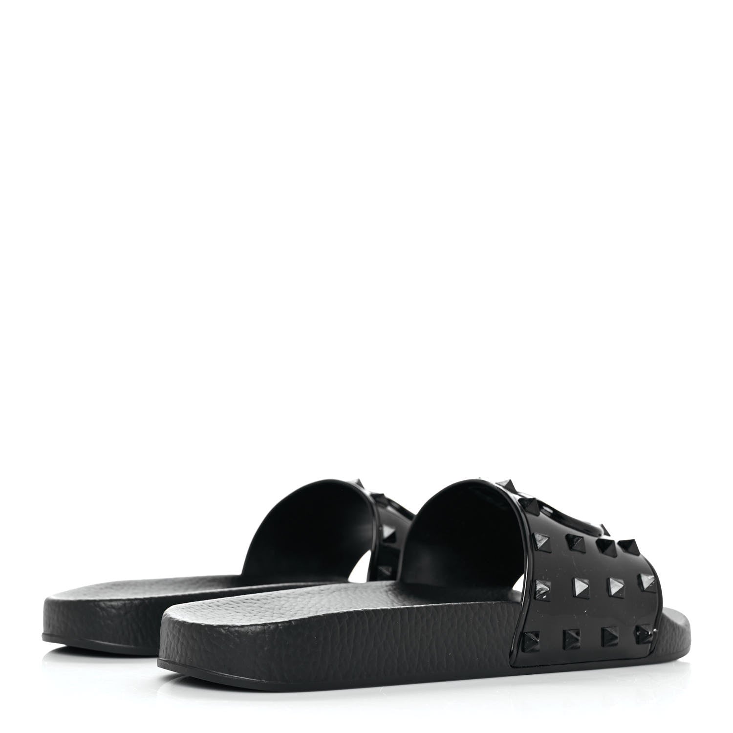 Valentino Garavani Patent Rubber Mens Rockstud VLogo Slide Sandals 42 Black 4 of 7
