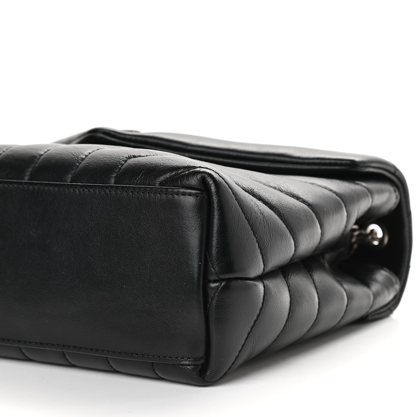 Calfskin Y Quilted Monogram Small Loulou Chain Satchel Black