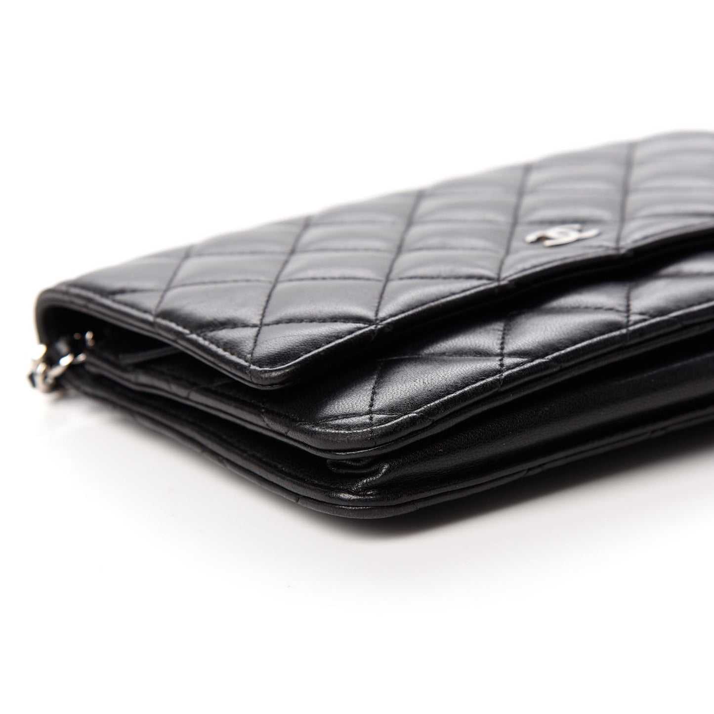 Lambskin Quilted Wallet On Chain WOC Black