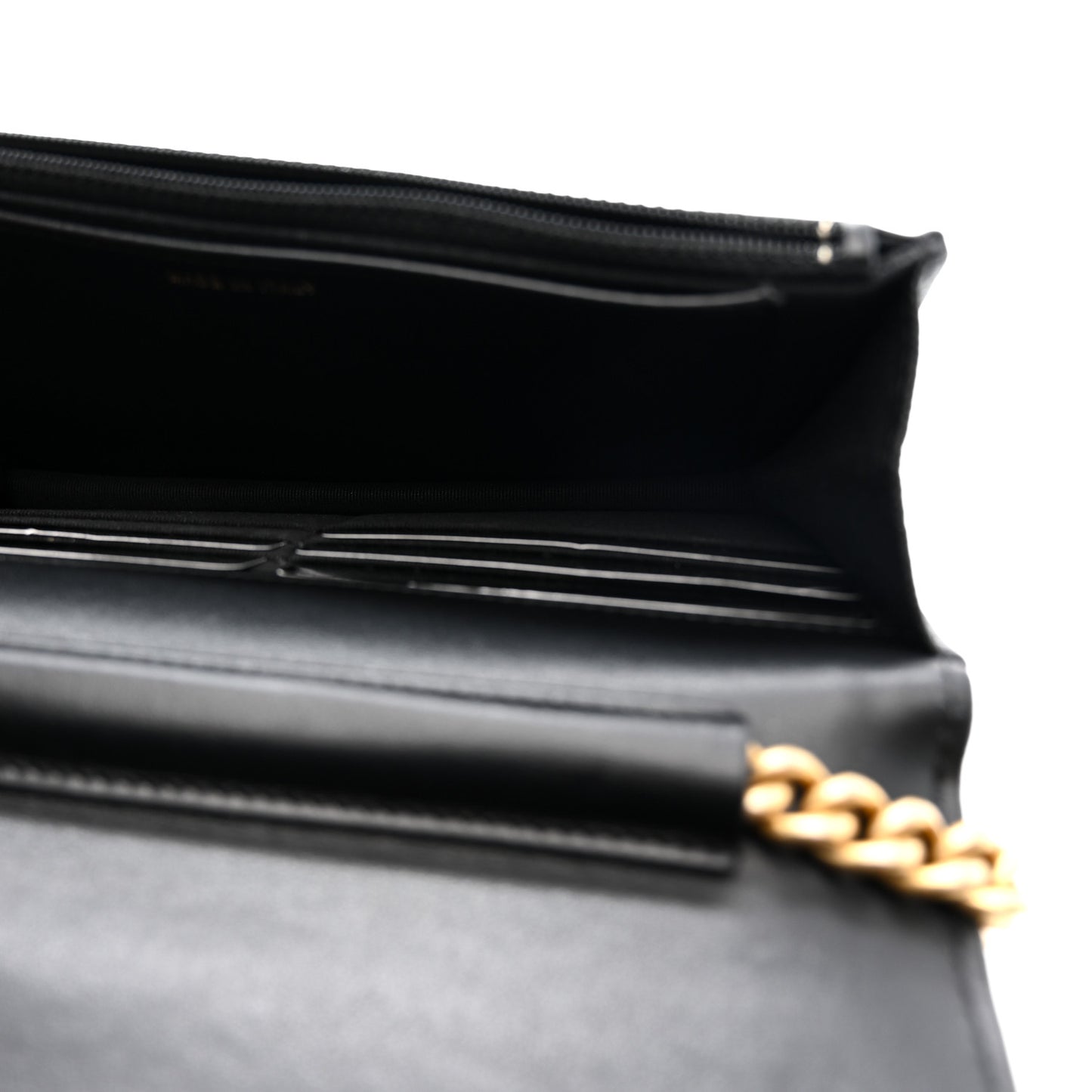 Caviar Quilted Boy Wallet On Chain WOC Black