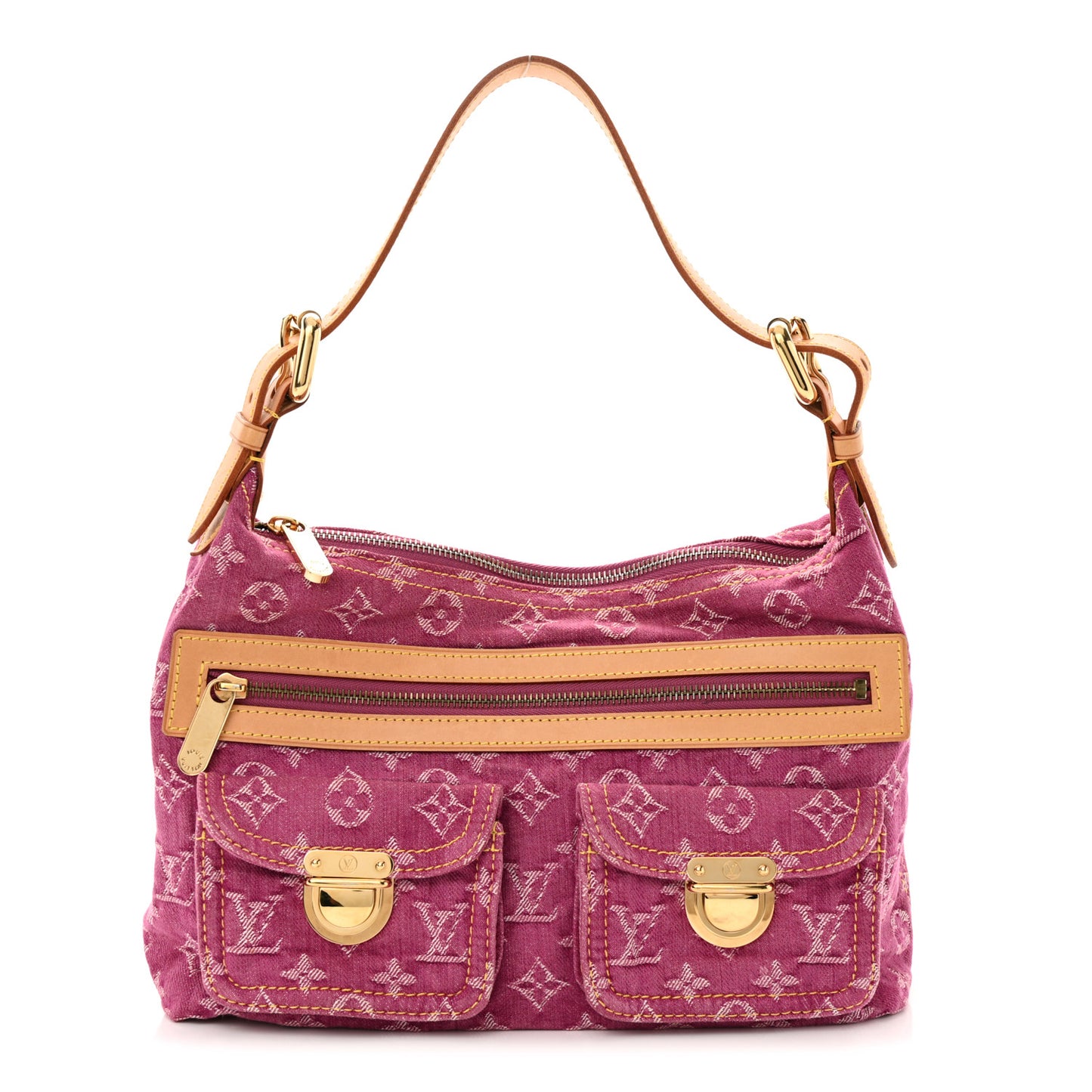 LOUIS VUITTON Denim Baggy PM Fuchsia
