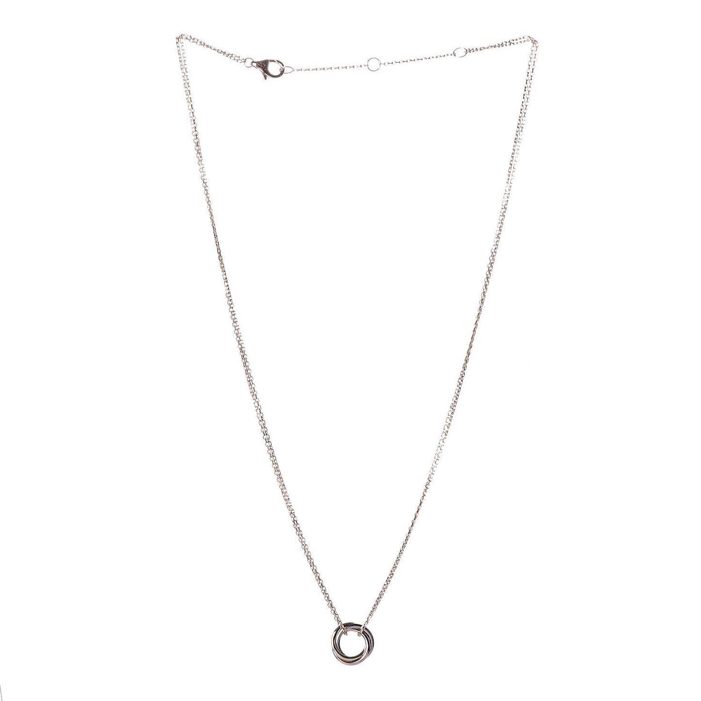 18K Pink Yellow White Gold Trinity Double Chain Pendant Necklace
