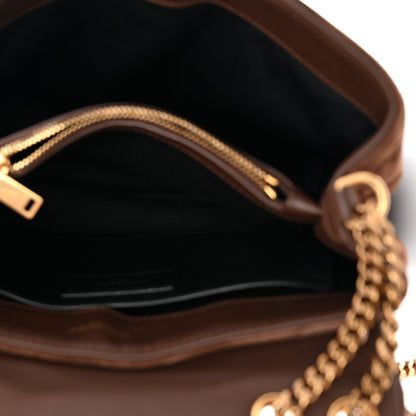 Saint Laurent Suede Calfskin Y Quilted Monogram Small Loulou Chain Satchel Bark Brown 5 of 10