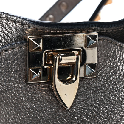 Valentino Garavani Metallic Alce Printed Calfskin Medium Rockstud Tote Sasso 9 of 10