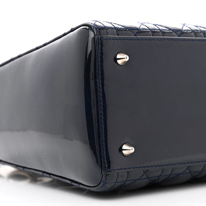 Christian Dior Patent Cannage Medium Lady Dior Navy Blue 9 of 14