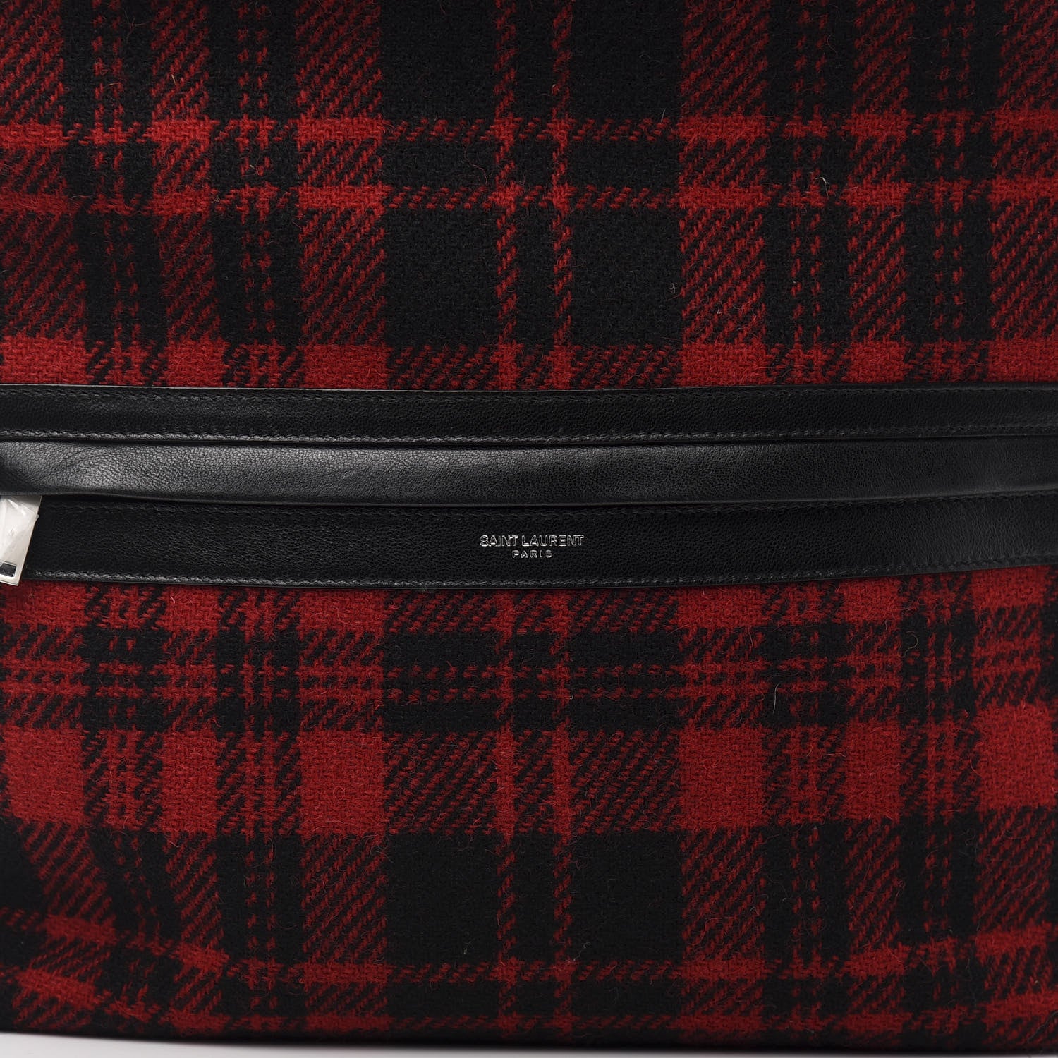 Saint Laurent Wool Tartan City Backpack Red Black 10 of 10