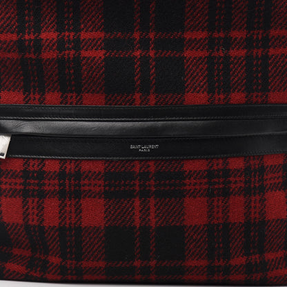 Saint Laurent Wool Tartan City Backpack Red Black 10 of 10