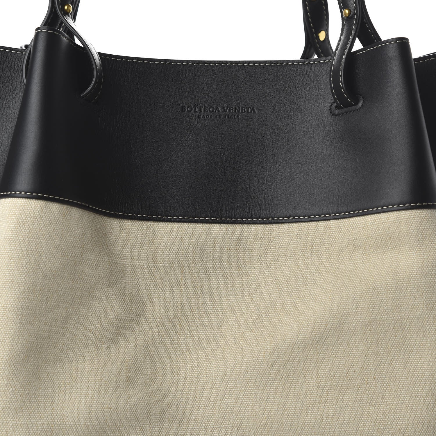 Bottega Veneta Natural Linen Matte Calfskin Quad Tote Black 9 of 9