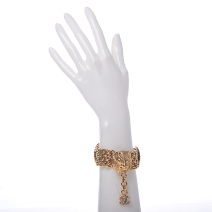 Chanel CC Lion Multistrand Chain Medallion Bracelet Gold 2 of 7