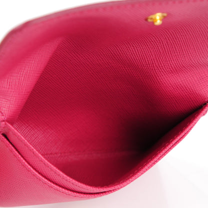 Prada Saffiano Metal Flap Card Holder Ibisco 7 of 11