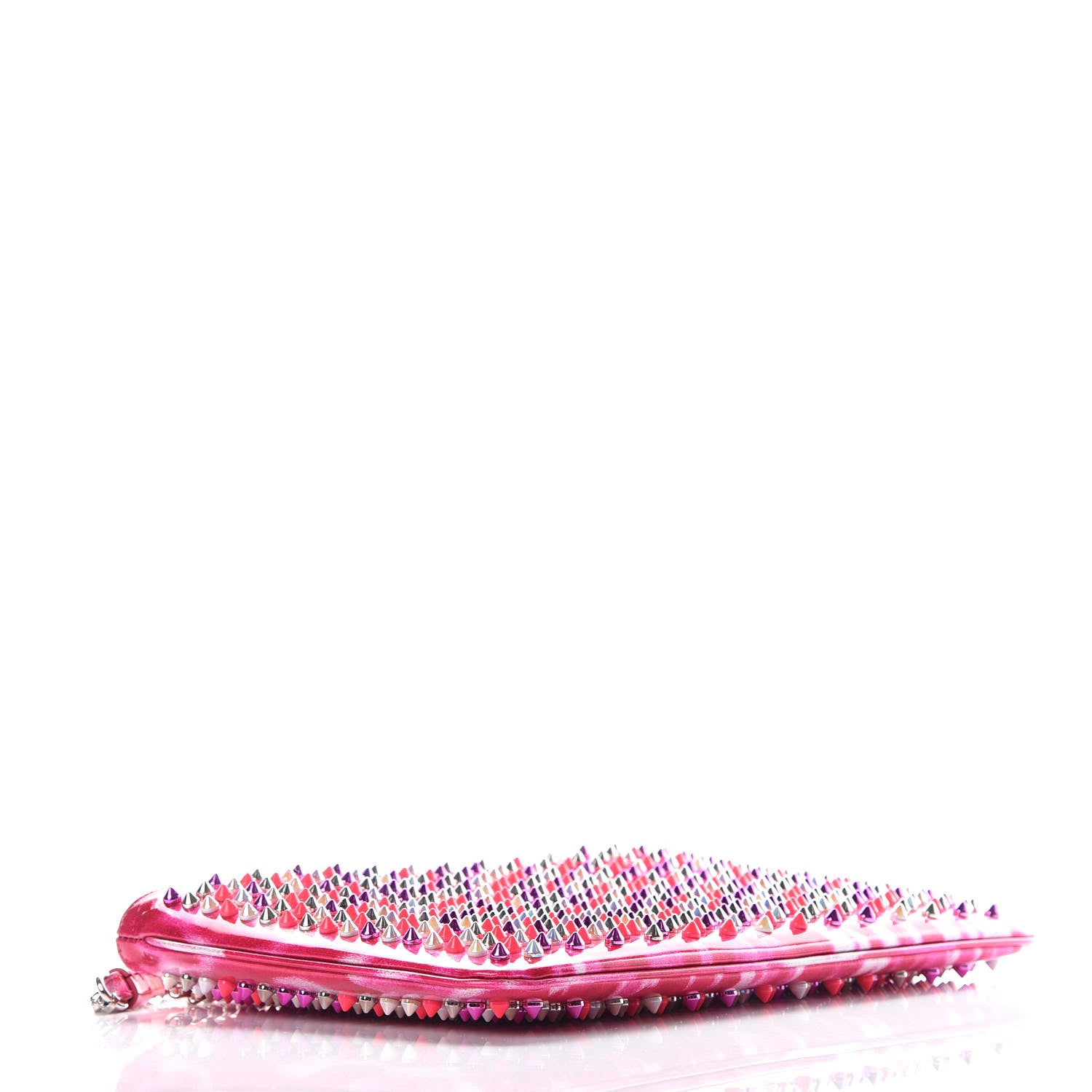 Christian Louboutin Patent Glittart Studded Loubiposh Chain Clutch Shocking Pink 4 of 12