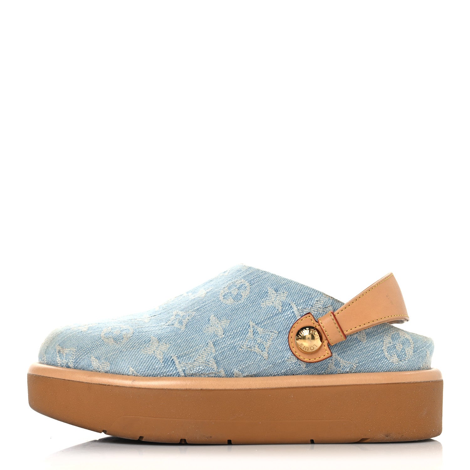 Louis Vuitton Monogram Washed Denim Aspen Platform Clog Mules 36