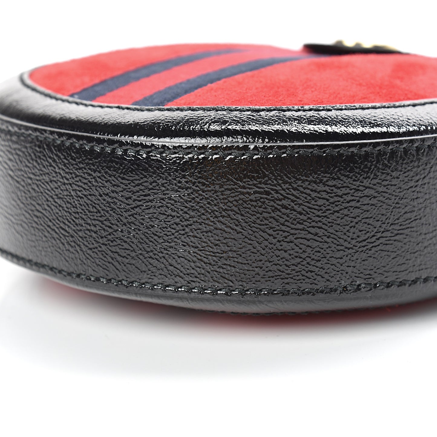 Suede Patent Web Mini Ophidia Round Shoulder Bag Hibiscus Red Black