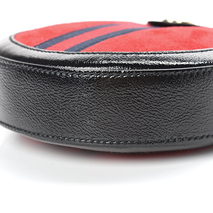 Gucci Suede Patent Web Mini Ophidia Round Shoulder Bag Hibiscus Red Black 10 of 10