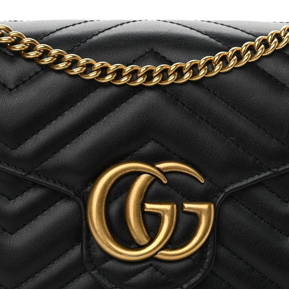 Gucci Calfskin Matelasse GG Marmont Chain Wallet Black 11 of 12