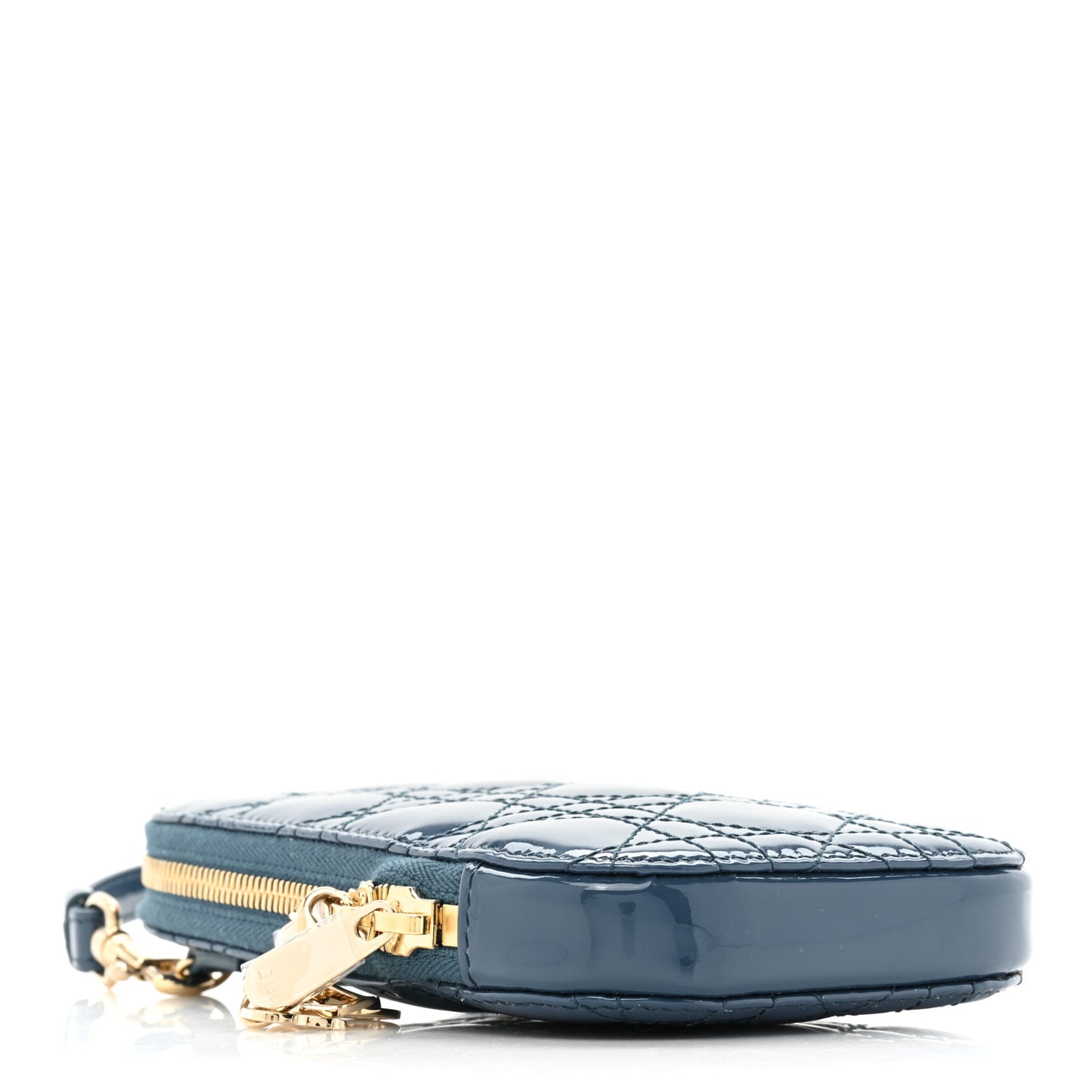 Patent Cannage Lady Dior Phone Holder Blue