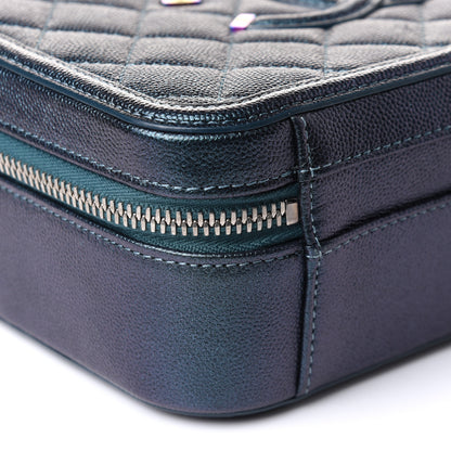 Chanel Iridescent Caviar Quilted Medium CC Filigree Vanity Case Dark Turquoise 9 of 11