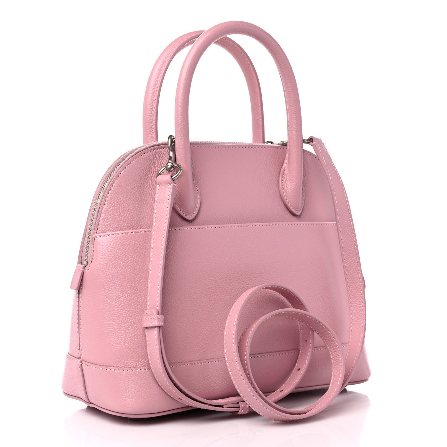 Grained Calfskin S Ville Top Handle Bag Pink White