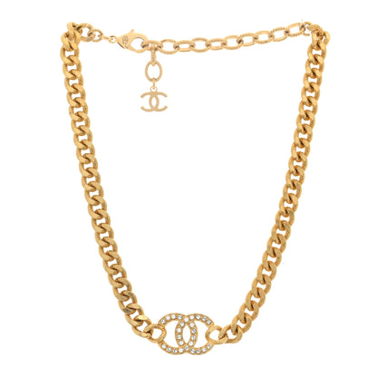 Chanel Crystal Chain Link CC Choker Necklace Gold 3 of 4