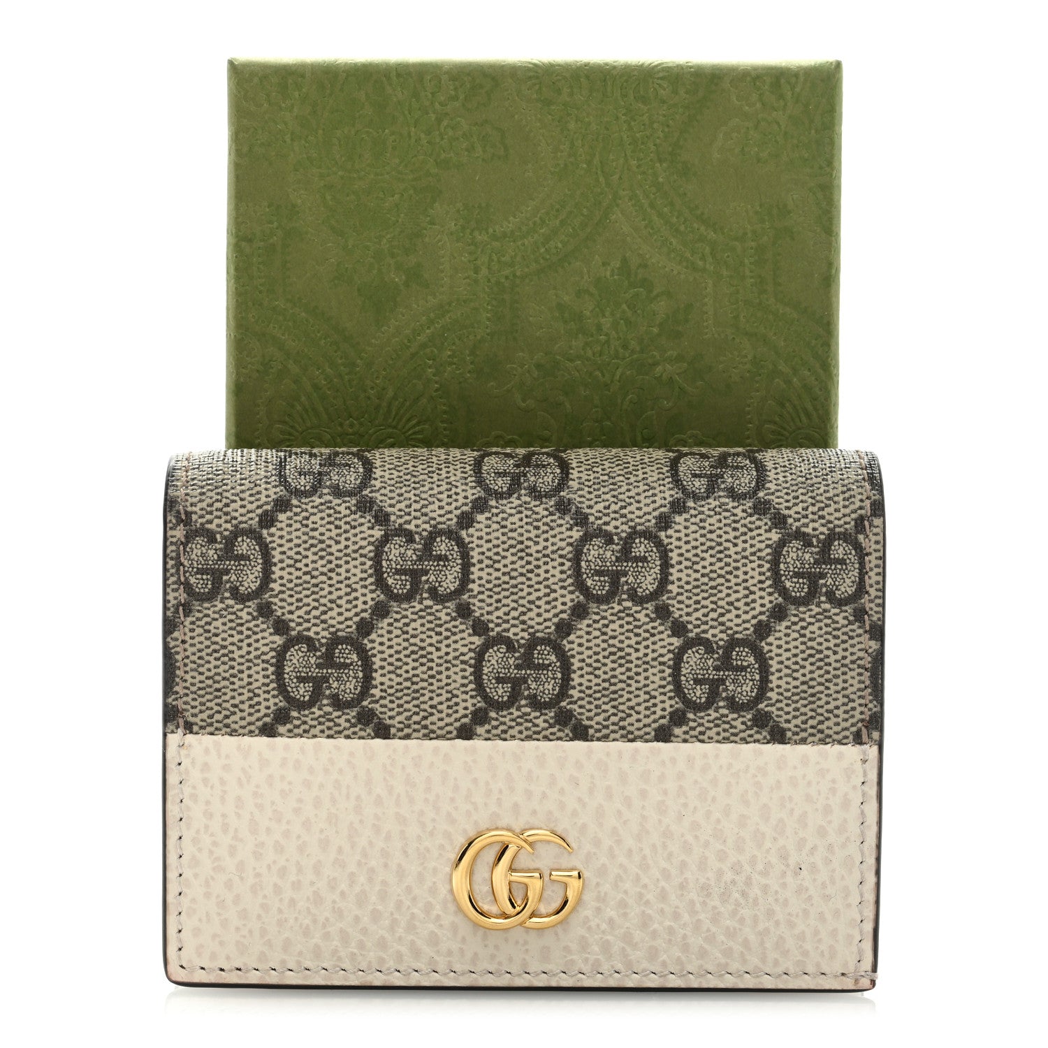 Gucci Dollar Calfskin GG Supreme Monogram GG Marmont Card Case Mystic White Beige Ebony 7 of 7