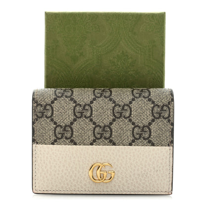 Gucci Dollar Calfskin GG Supreme Monogram GG Marmont Card Case Mystic White Beige Ebony 7 of 7