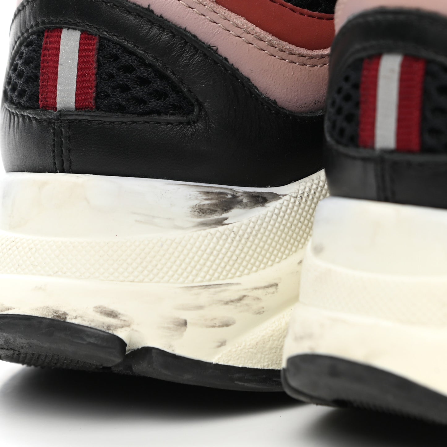 Technical Mesh Calfskin Mens B22 Sneakers 41 Pink Red Black