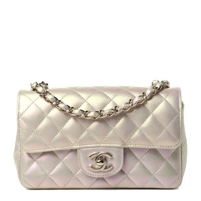 Chanel Iridescent Lambskin Quilted Mini Rectangular Flap Ivory 1 of 4
