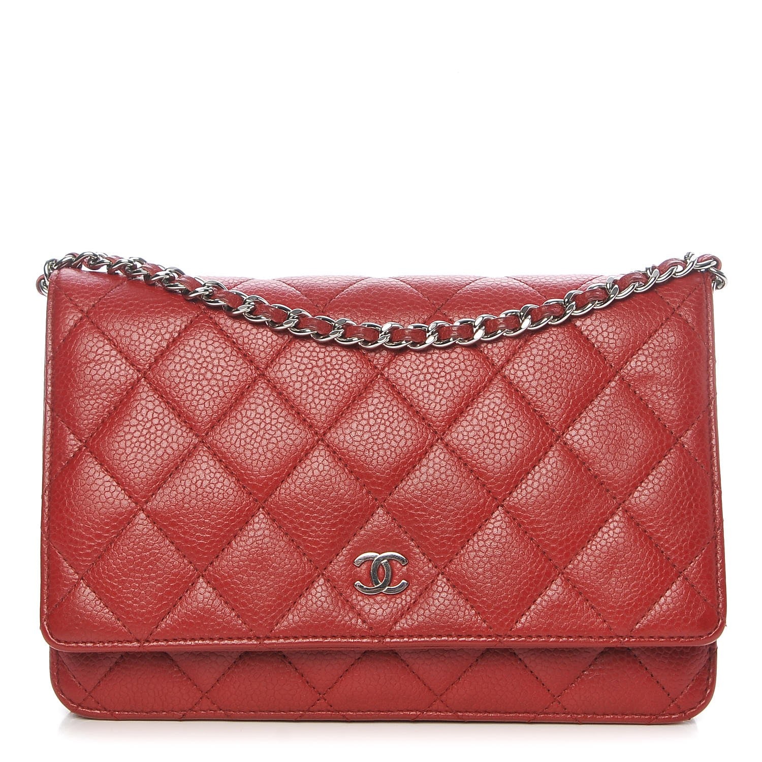 Chanel Caviar Quilted Wallet on Chain WOC Red 1 of 9
