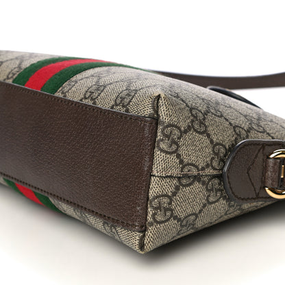 Gucci GG Supreme Monogram Textured Dollar Calfskin Web Small Ophidia Dome Shoulder Bag Beige Ebony New Acero 12 of 15