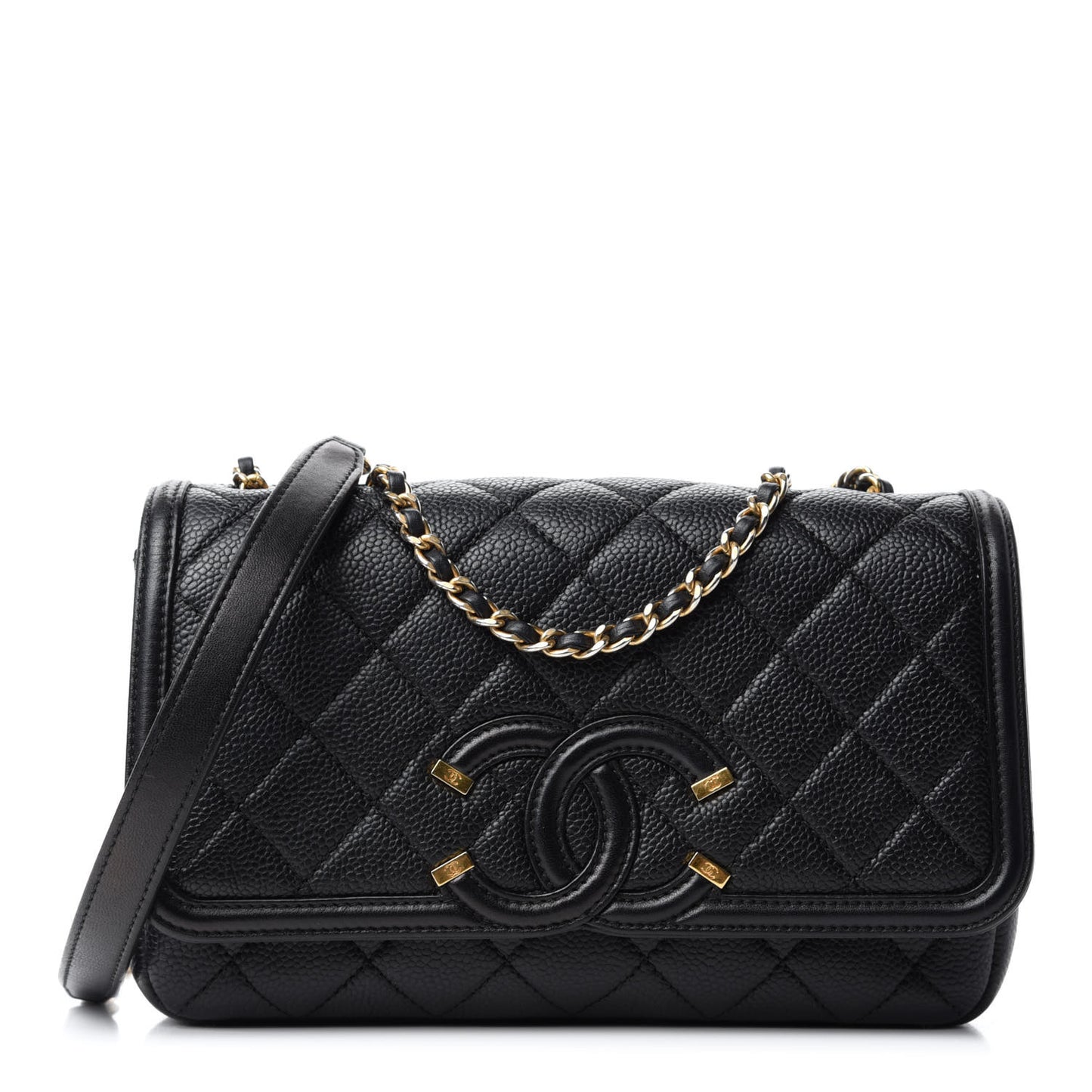 Caviar Quilted Small CC Filigree Flap Black