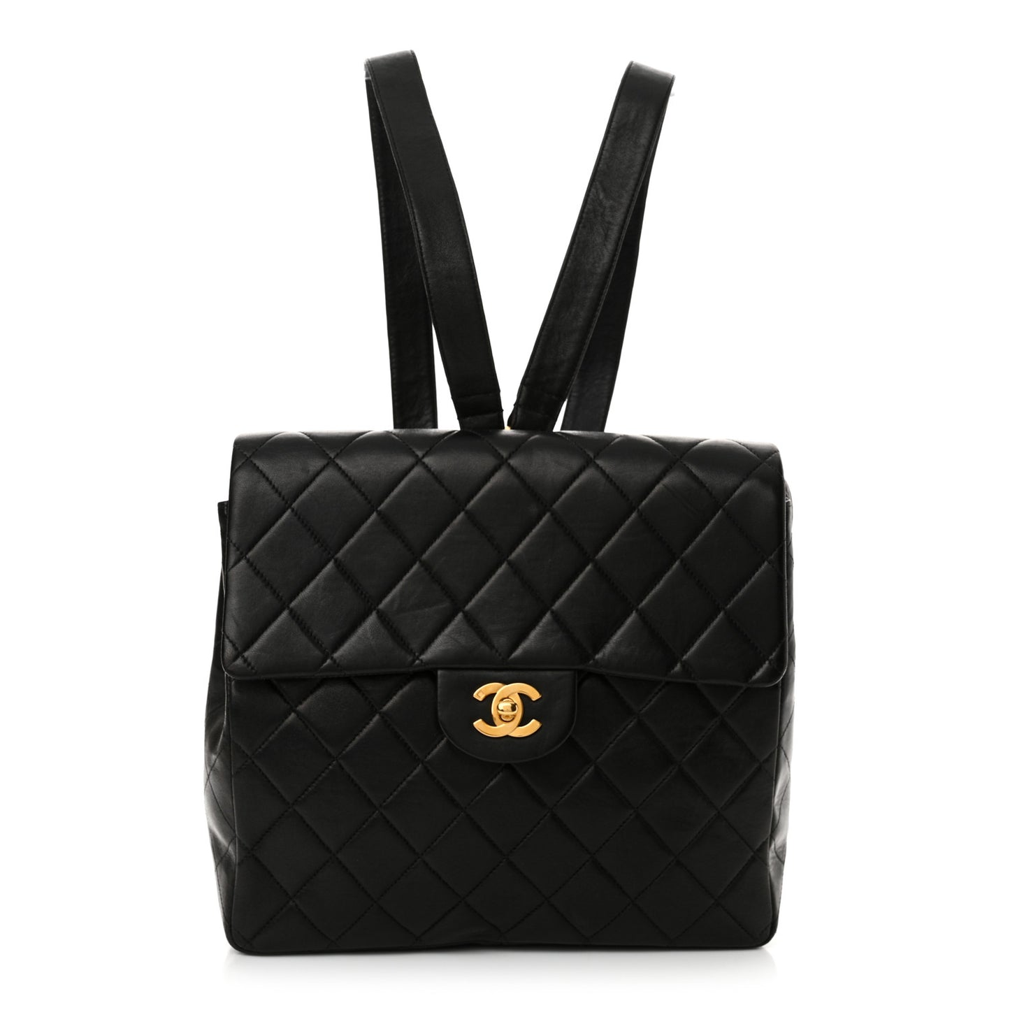 Lambskin Quilted Backpack Black