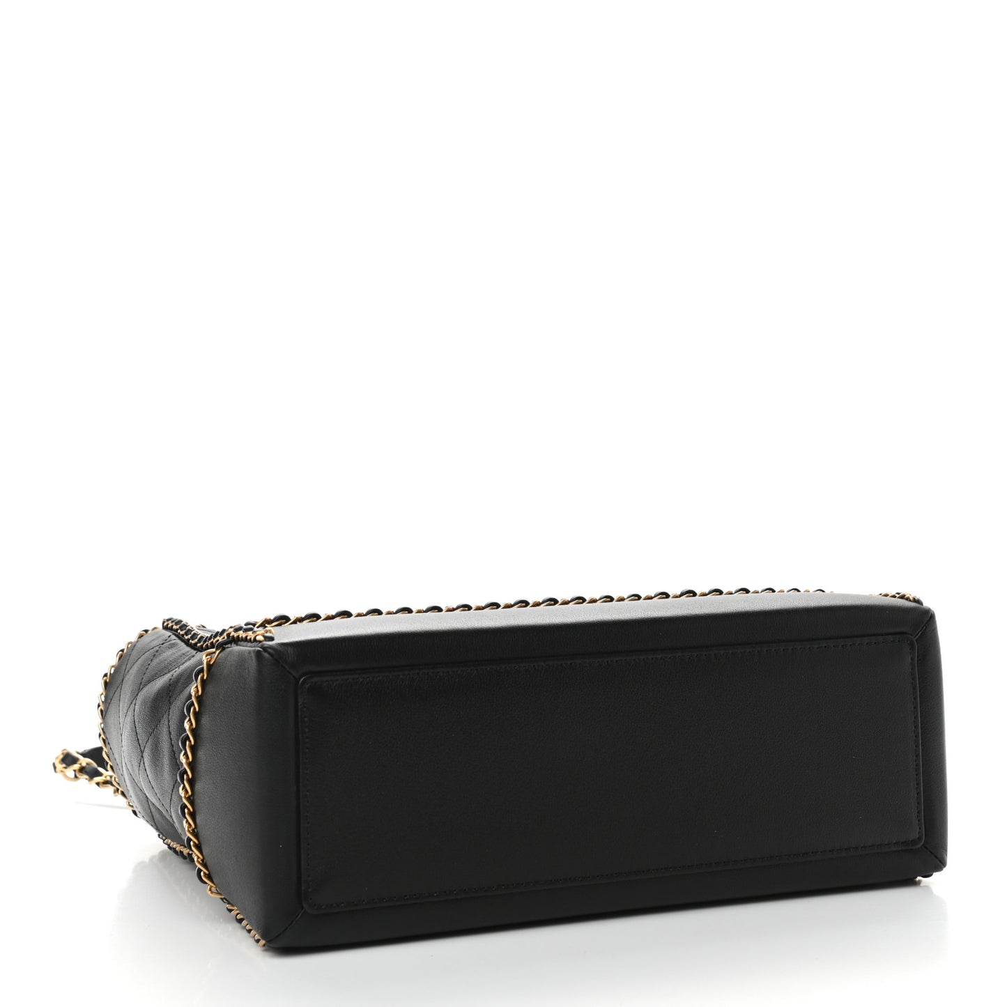 Calfskin Quilted Chain Lines Shopping Tote Black