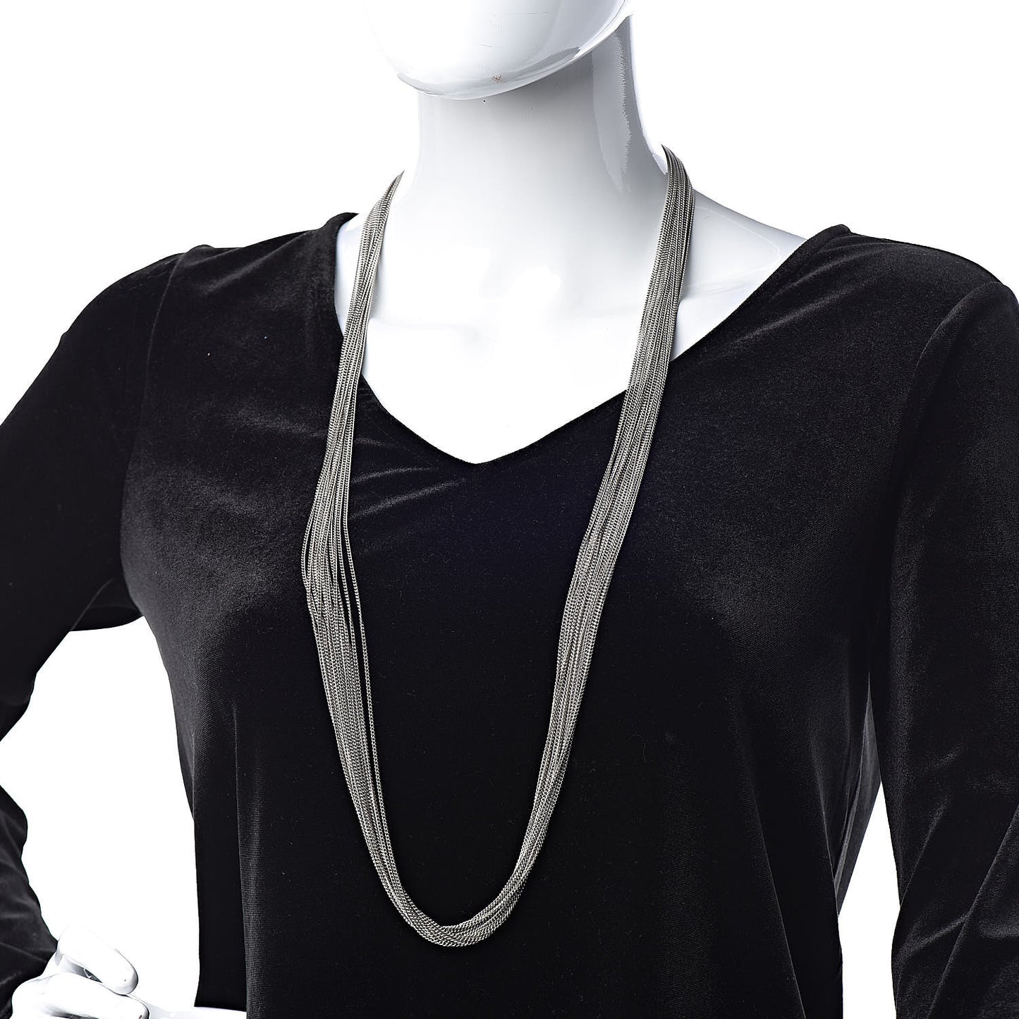 Metal Bamboo Horsebit Necklace Silver