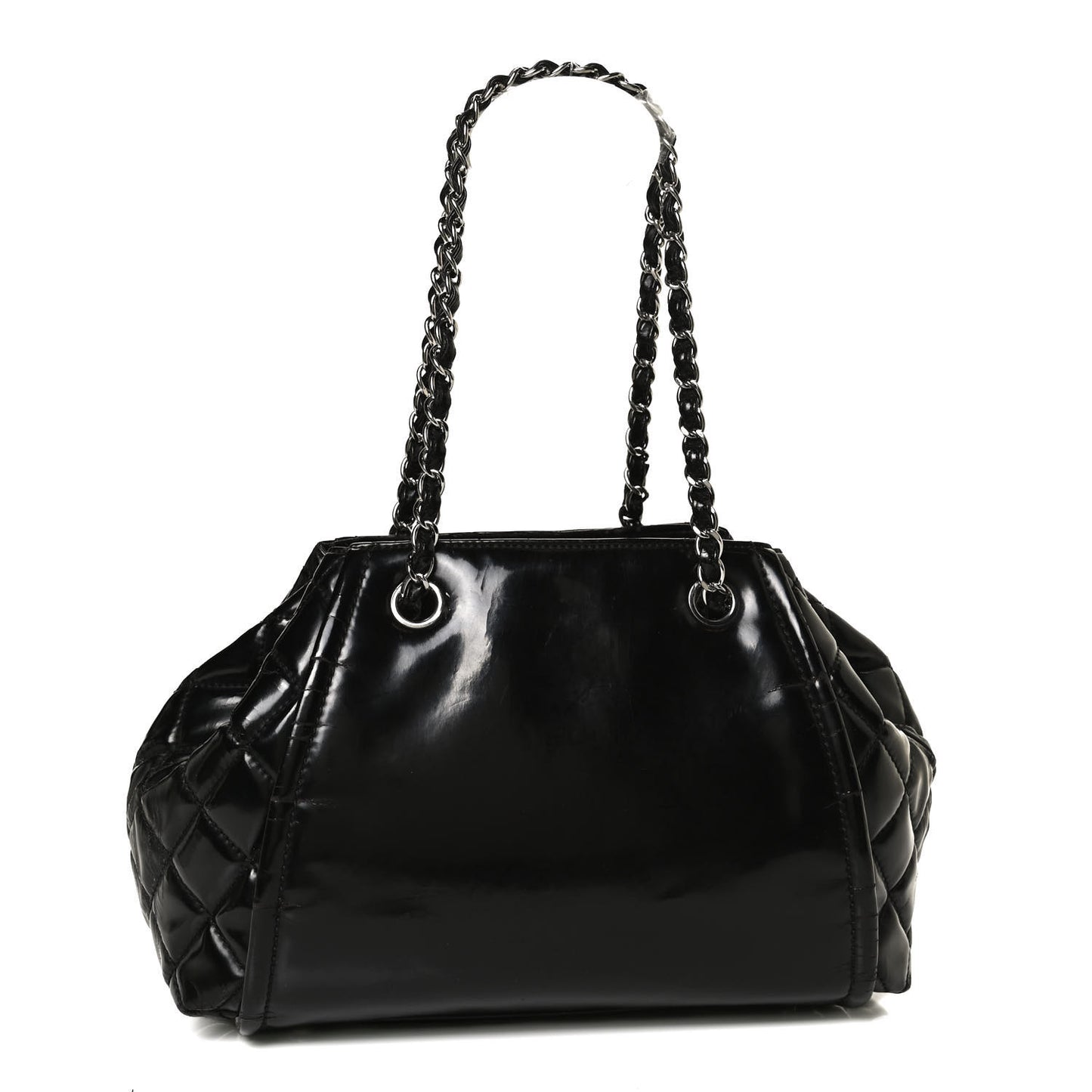 Vinyl Lipstick Ligne Accordion Tote Black