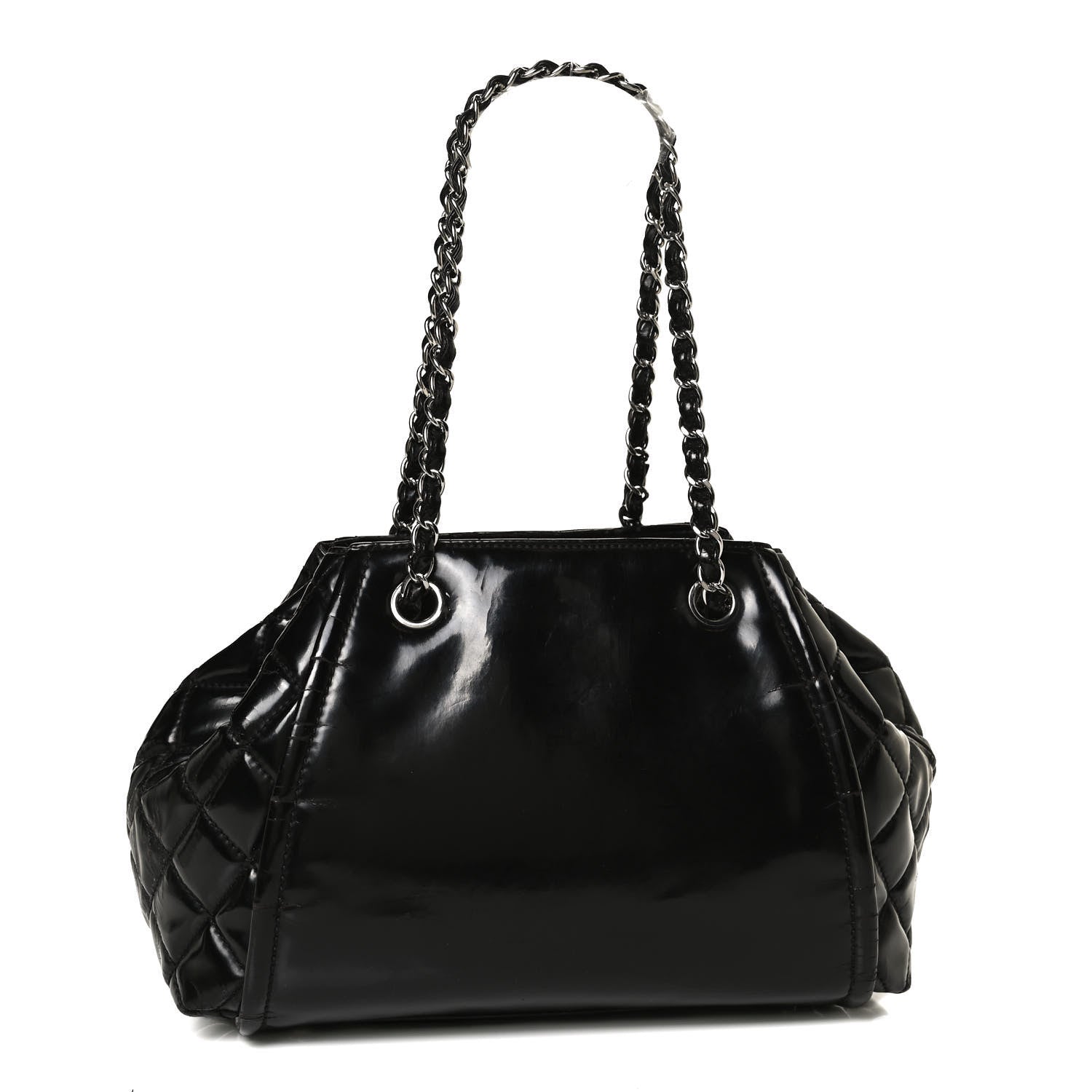 Chanel Vinyl Lipstick Ligne Accordion Tote Black 3 of 14
