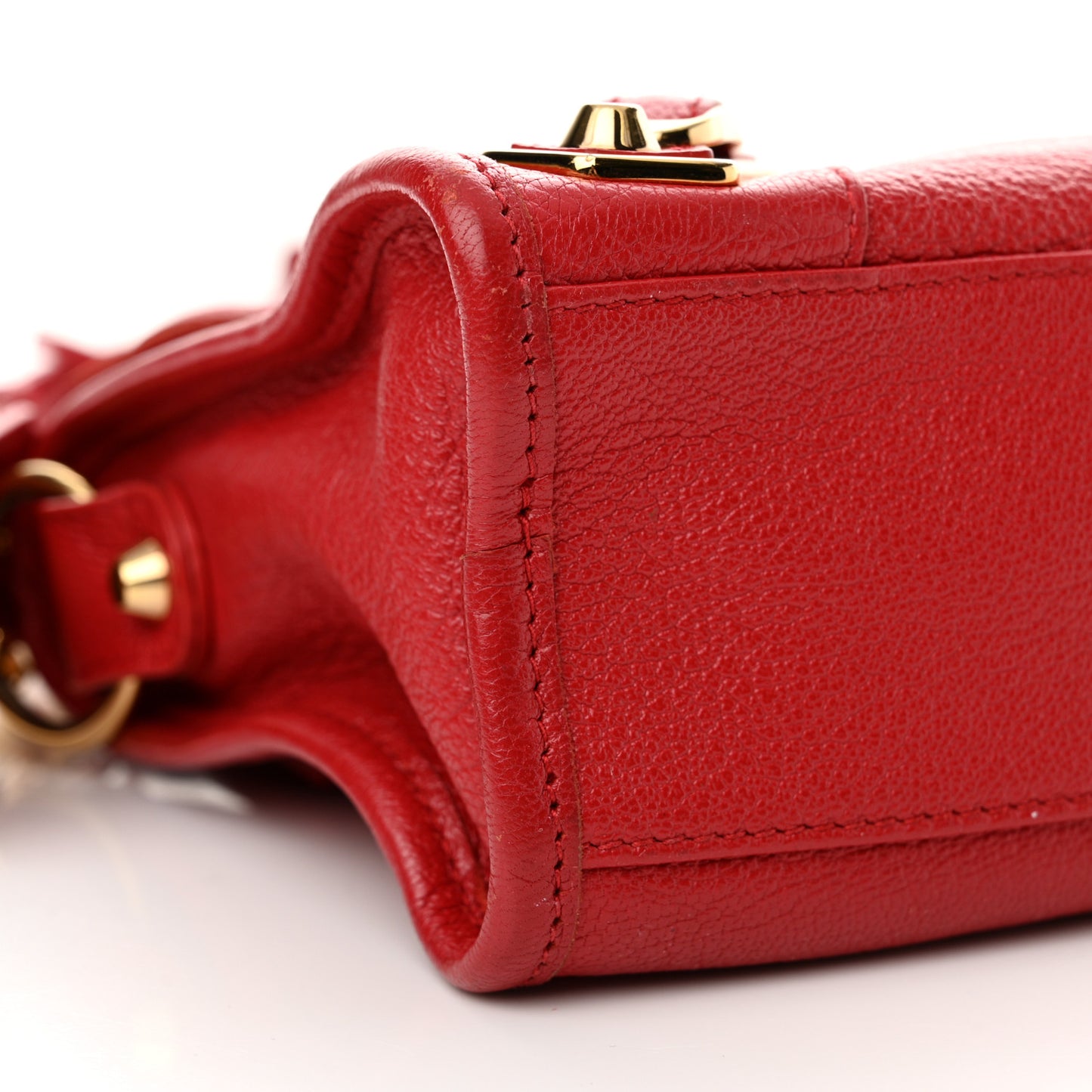 Chevre Gold Metallic Edge Hardware Mini City Rouge Grenade