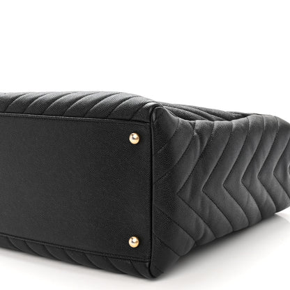 Chanel Caviar Chevron Quilted Coco Handle Shopping Tote Black 10 of 10