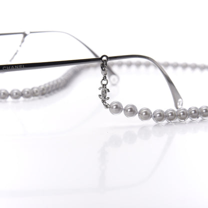Chanel Square Removable Pearl Chain Eyeglasses 2195 Silver 8 of 10