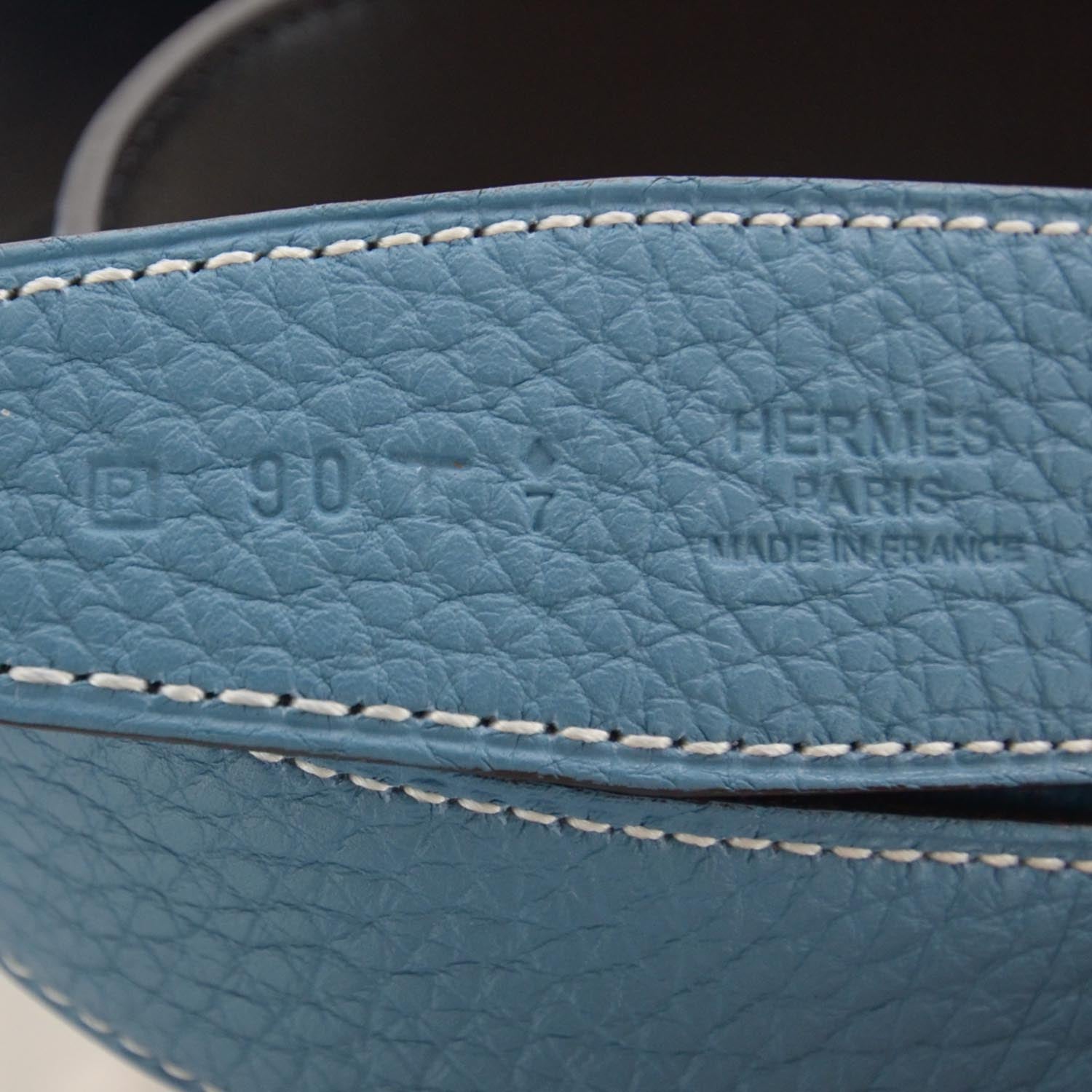 Hermes Reversible Belt Strap 90 Blue Jean and Black 4 of 4